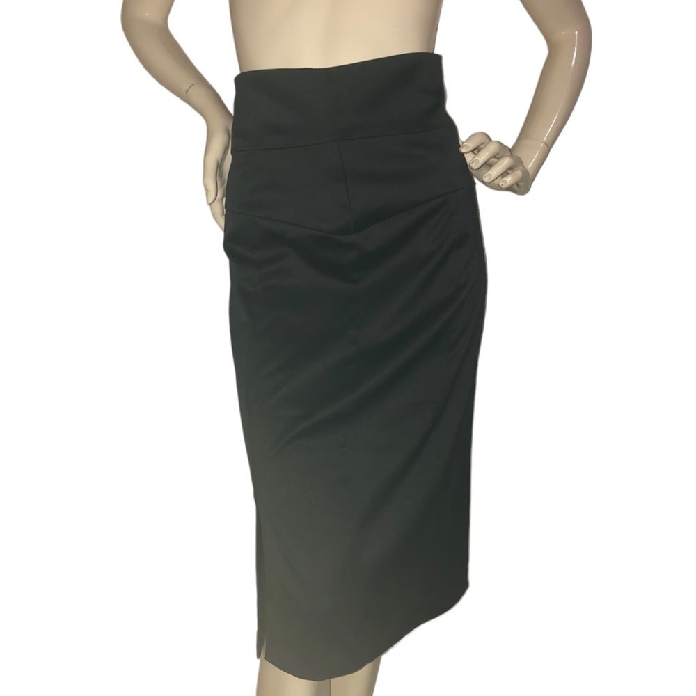 Black Satin High Waist Pencil Skirt, Size 6US,